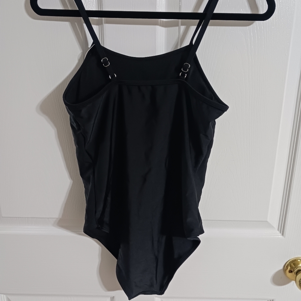 Size 8 Miss Adola One Piece Black Swimsuit Adjustable Straps Padded - Picture 4 of 6